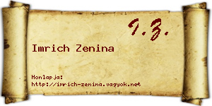Imrich Zenina névjegykártya